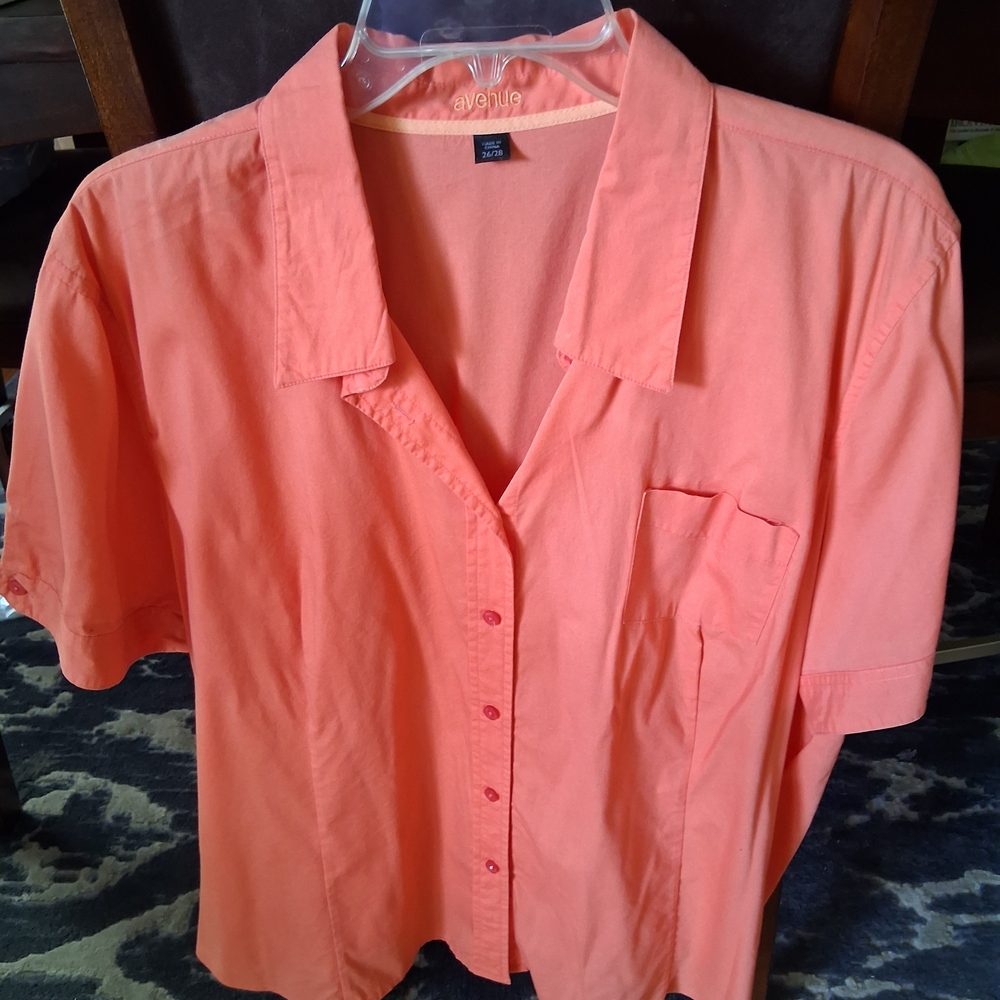Avenue Orange Button-Up Shirt